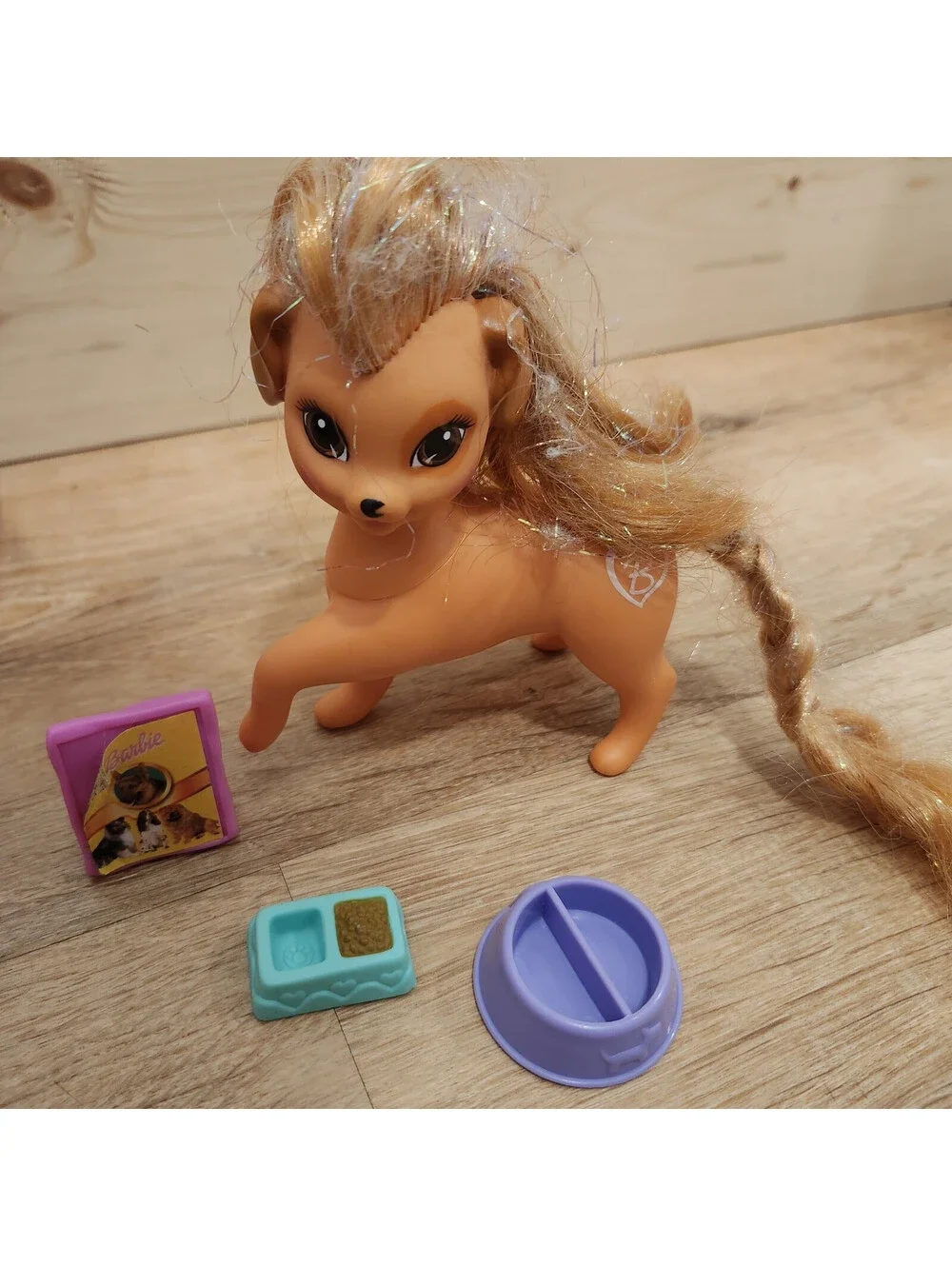 Barbie Mattel 1994 Mandi Pet Puppy Dog Glitter Hair Pretty Lovin Toy Food Dish